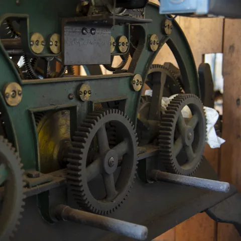 Historic mechanism inside the church tower