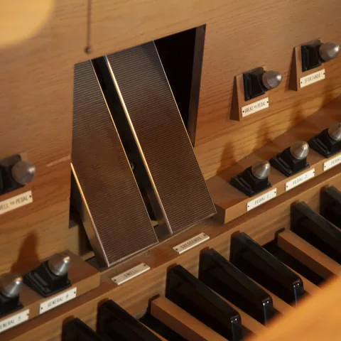 Pipe organ pedals and controls